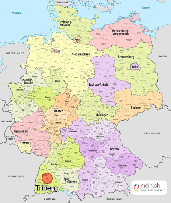 Deutschlandkarte mit Triberg