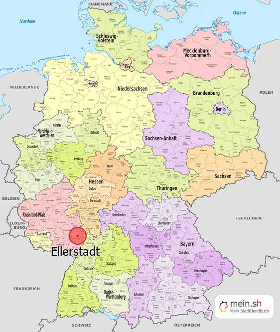 Deutschlandkarte mit Ellerstadt