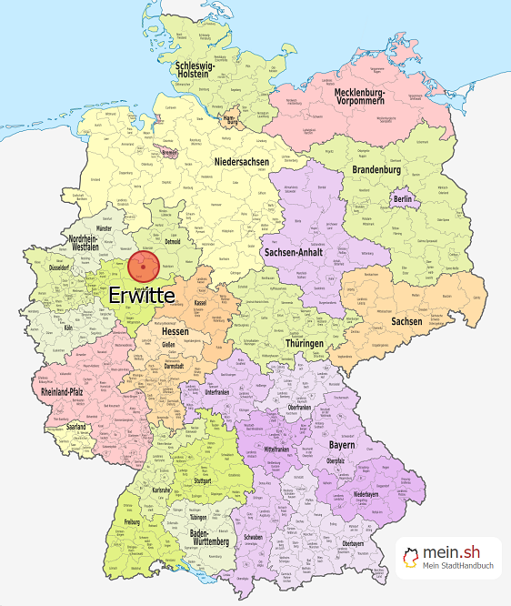 Deutschlandkarte mit Erwitte