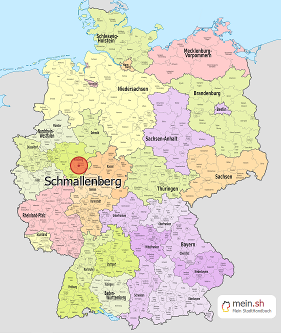 Deutschlandkarte mit Schmallenberg