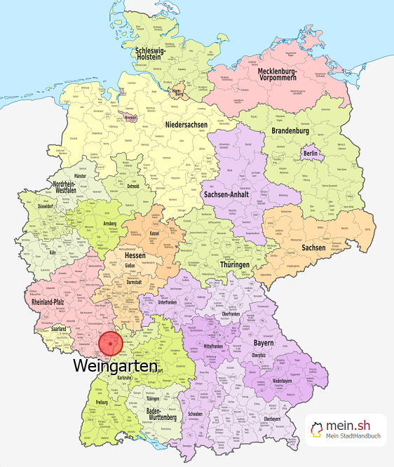 Deutschlandkarte mit Weingarten
