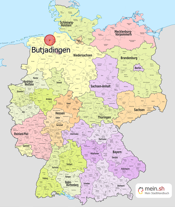 Deutschlandkarte mit Butjadingen