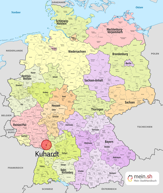 Deutschlandkarte mit Kuhardt
