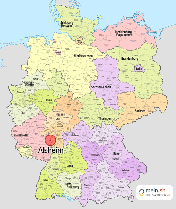 Deutschlandkarte mit Alsheim