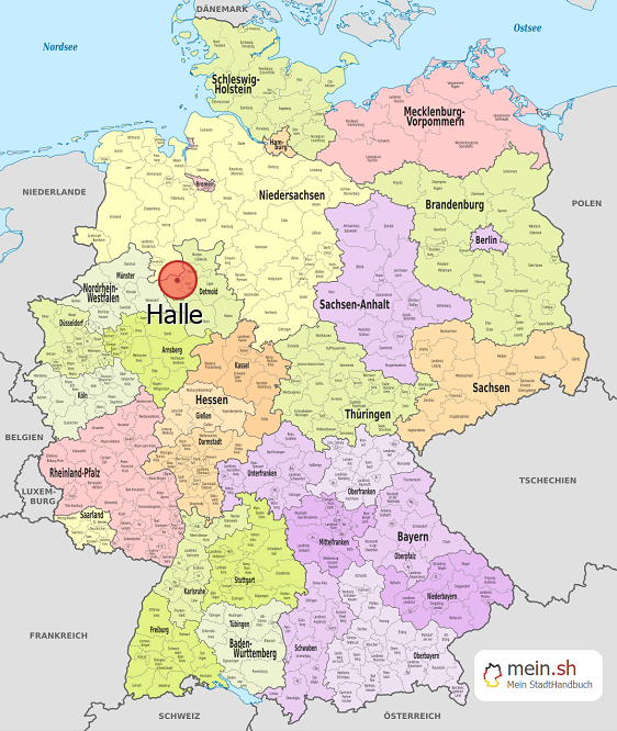 Deutschlandkarte mit Halle