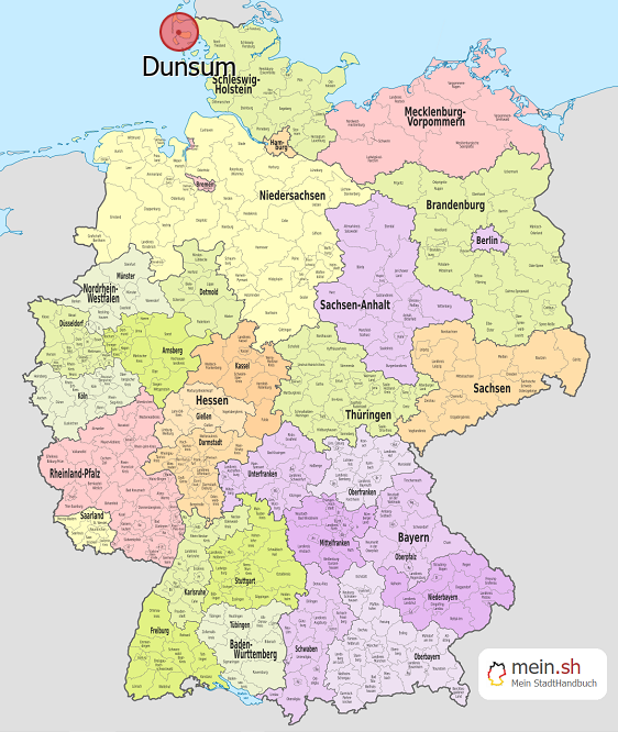 Deutschlandkarte mit Dunsum