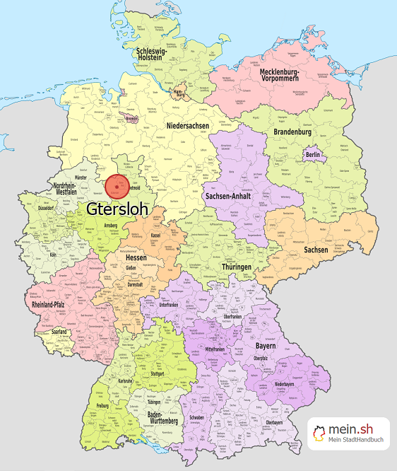 Deutschlandkarte mit Gtersloh