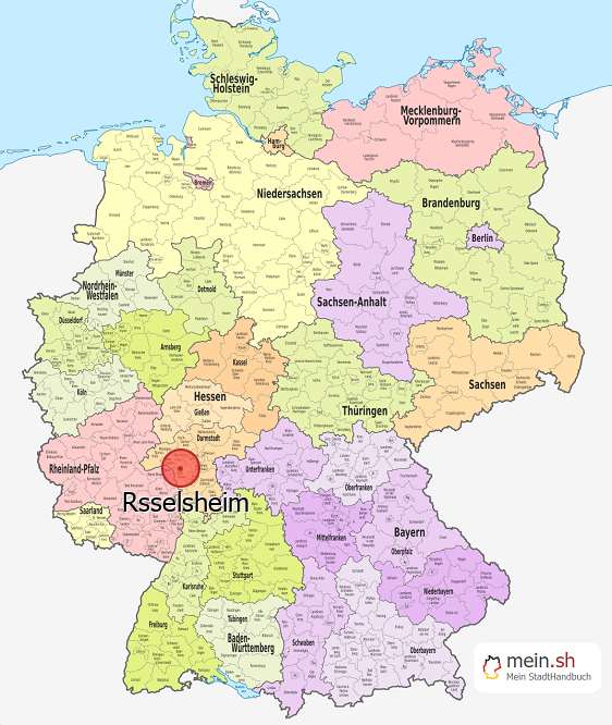 Deutschlandkarte mit Rsselsheim