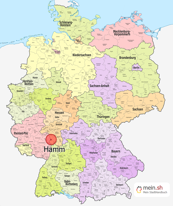 Deutschlandkarte mit Hamm