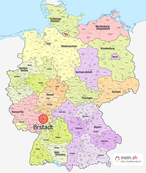 Deutschlandkarte mit Brstadt