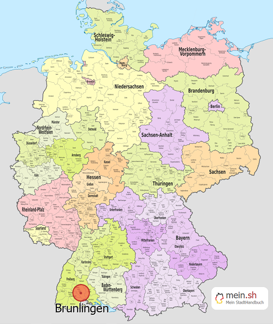 Deutschlandkarte mit Brunlingen