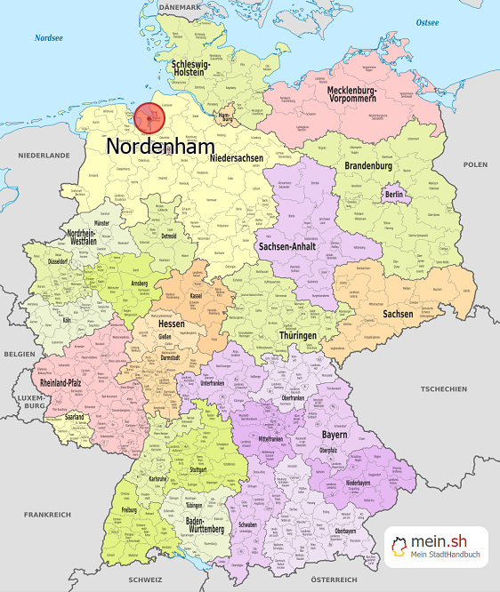 Deutschlandkarte mit Nordenham