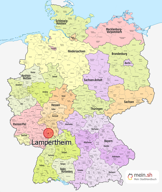 Deutschlandkarte mit Lampertheim
