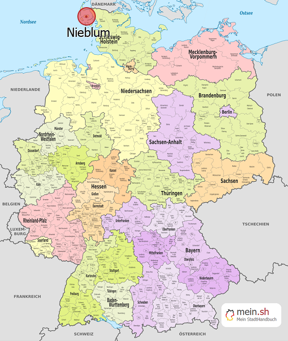 Deutschlandkarte mit Nieblum