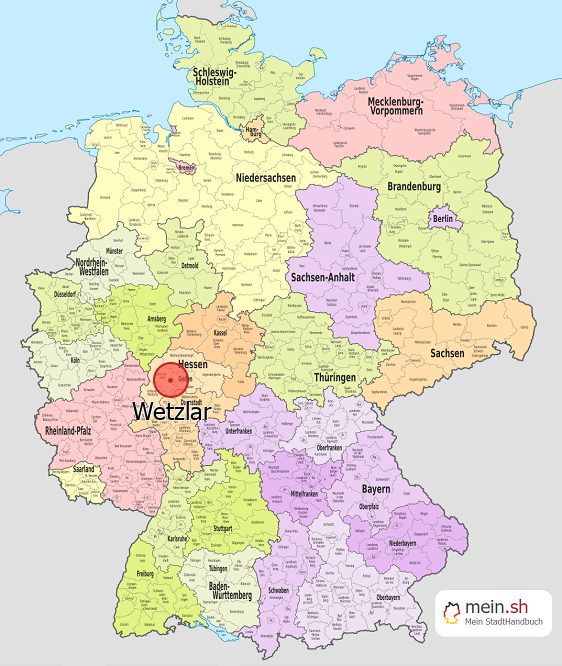 Deutschlandkarte mit Wetzlar