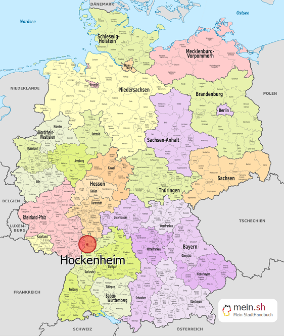 Deutschlandkarte mit Hockenheim