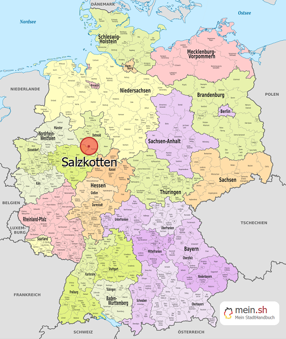 Deutschlandkarte mit Salzkotten