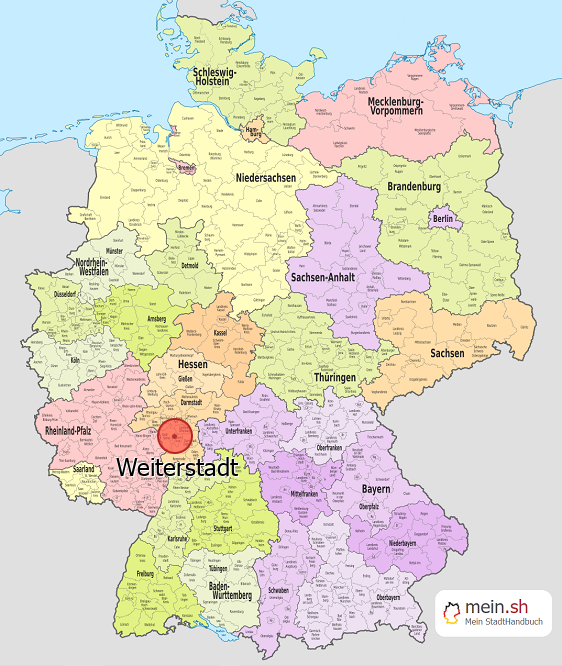 Deutschlandkarte mit Weiterstadt