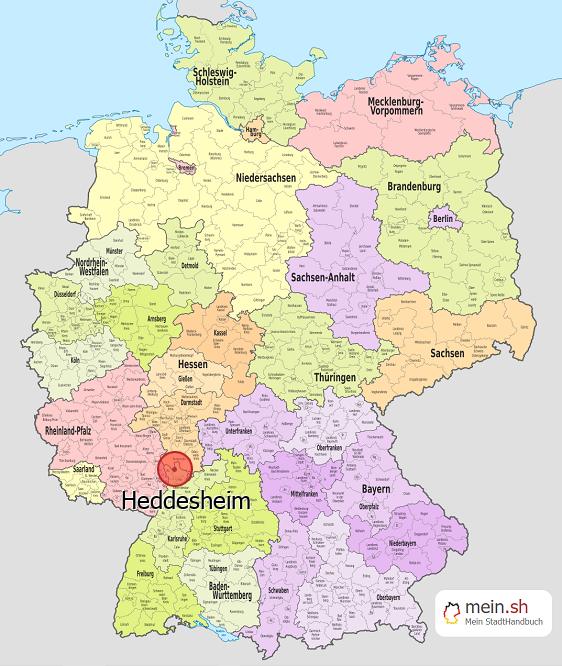 Deutschlandkarte mit Heddesheim