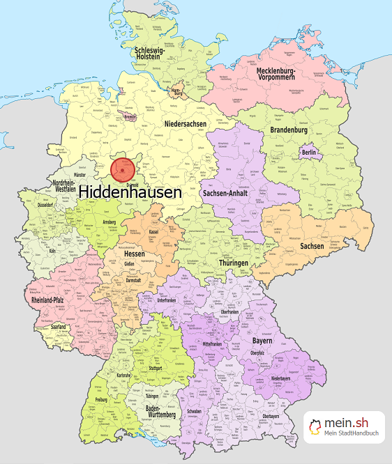 Deutschlandkarte mit Hiddenhausen