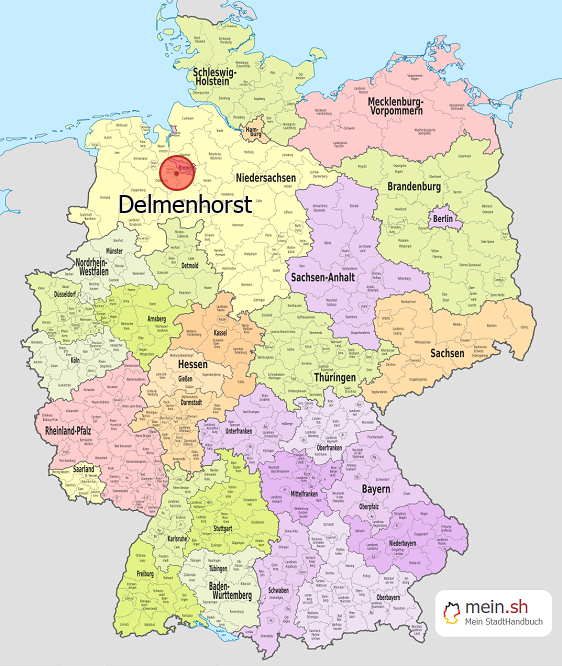 Deutschlandkarte mit Delmenhorst