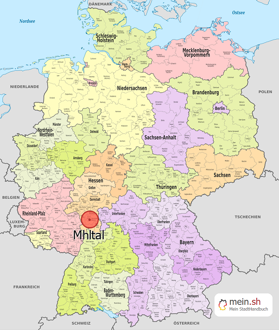 Deutschlandkarte mit Mhltal