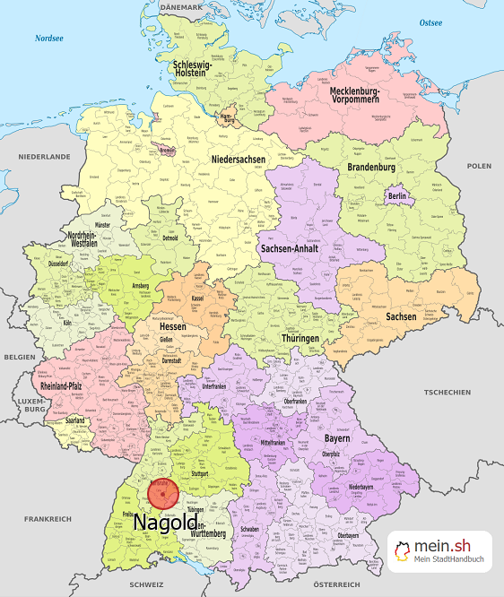 Deutschlandkarte mit Nagold