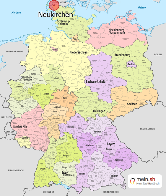 Deutschlandkarte mit Neukirchen