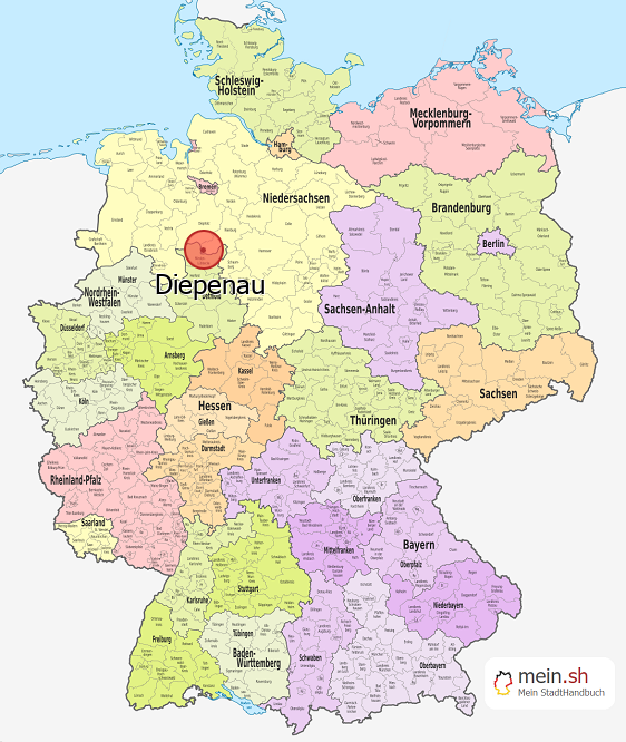 Deutschlandkarte mit Diepenau