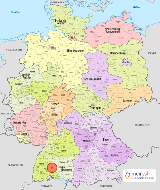 Deutschlandkarte mit Denkingen