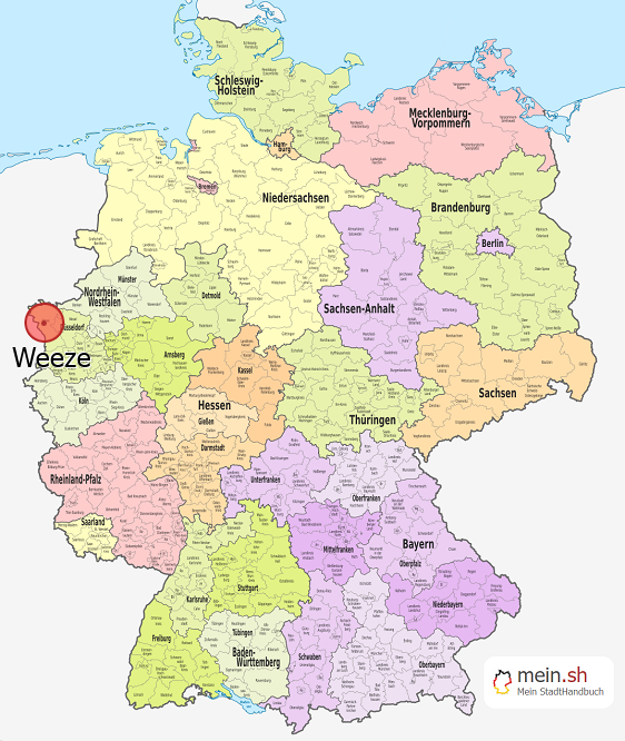 Deutschlandkarte mit Weeze