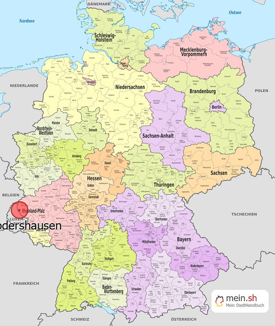 Deutschlandkarte mit Rodershausen