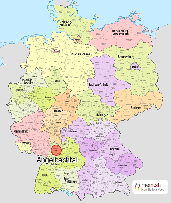 Deutschlandkarte mit Angelbachtal