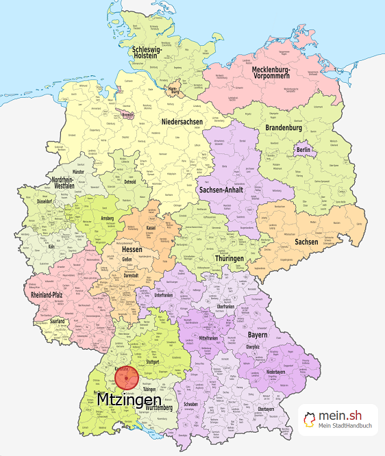 Deutschlandkarte mit Mtzingen