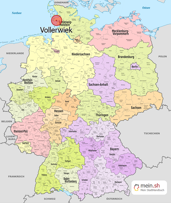 Deutschlandkarte mit Vollerwiek