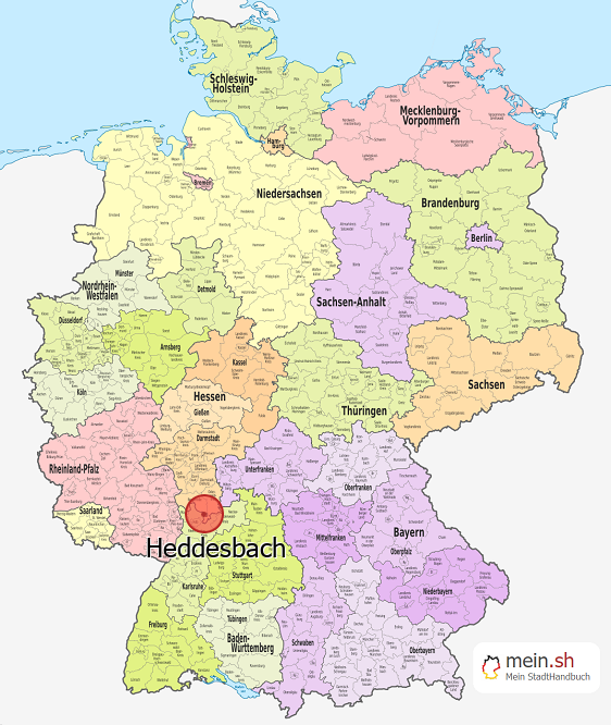 Deutschlandkarte mit Heddesbach