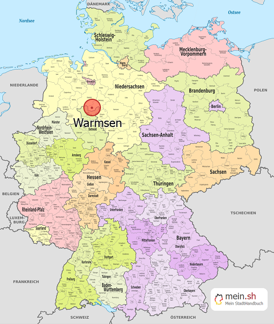 Deutschlandkarte mit Warmsen