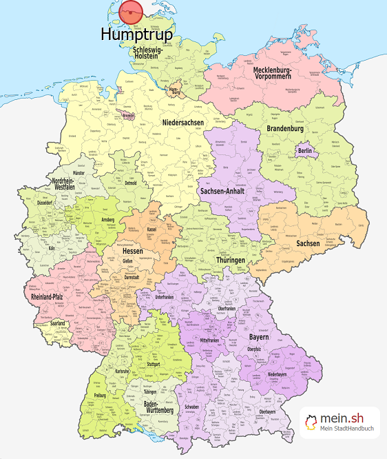 Deutschlandkarte mit Humptrup