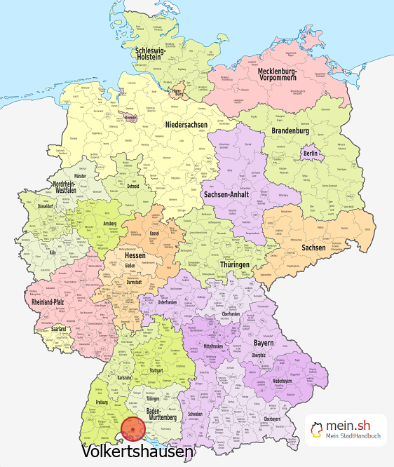Deutschlandkarte mit Volkertshausen
