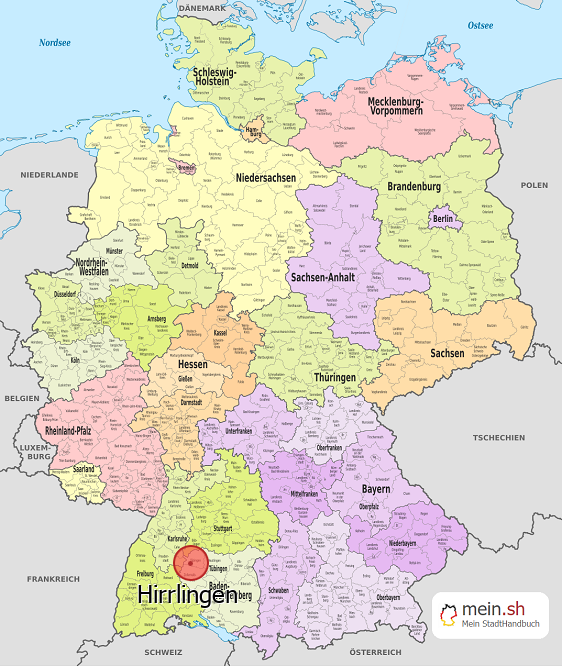 Deutschlandkarte mit Hirrlingen
