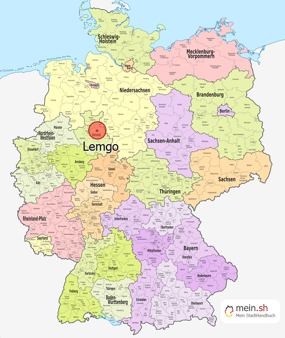 Deutschlandkarte mit Lemgo