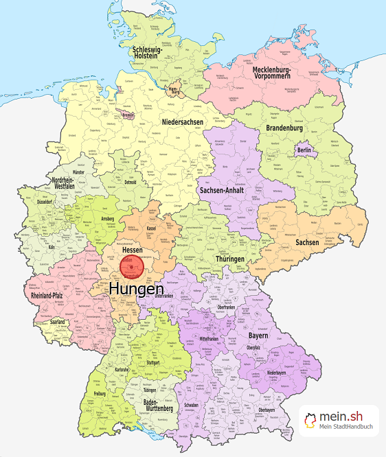 Deutschlandkarte mit Hungen