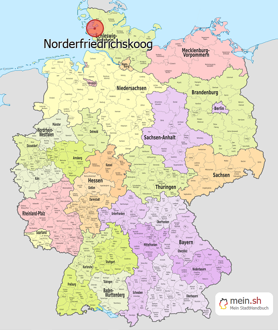 Deutschlandkarte mit Norderfriedrichskoog