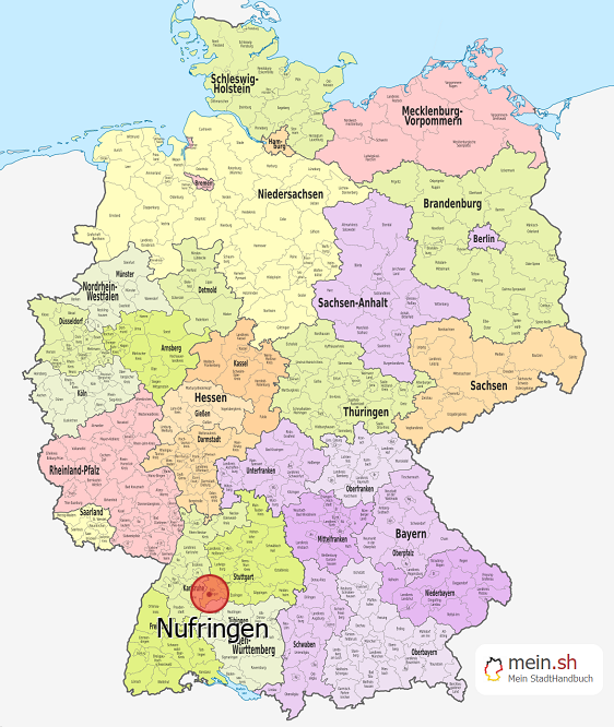 Deutschlandkarte mit Nufringen