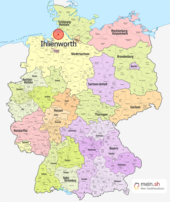Deutschlandkarte mit Ihlienworth