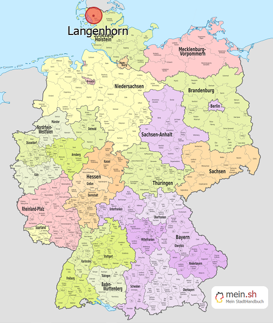 Deutschlandkarte mit Langenhorn