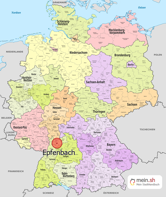 Deutschlandkarte mit Epfenbach