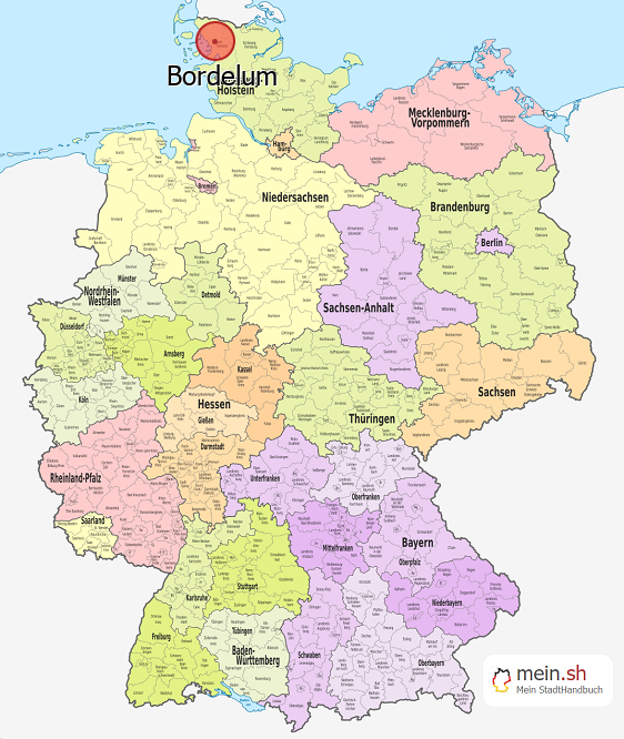 Deutschlandkarte mit Bordelum