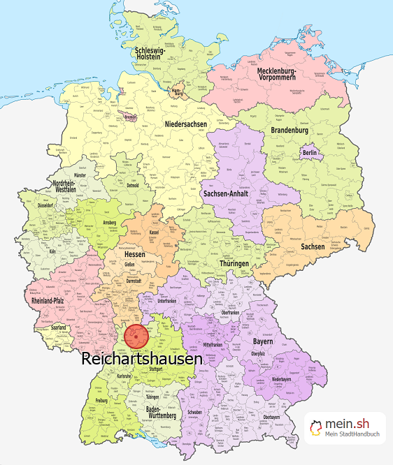 Deutschlandkarte mit Reichartshausen