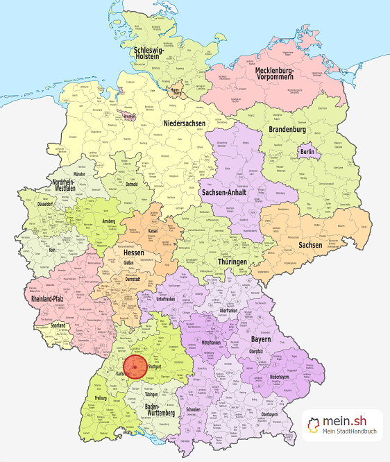 Deutschlandkarte mit Rutesheim